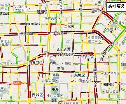 最新实时路况：红色区域为严重拥堵路段.jpg